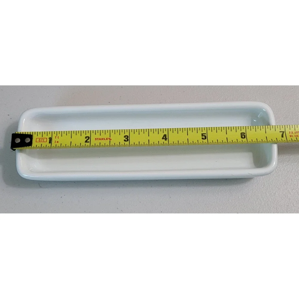 Pampered Chef Simple Additions White Ceramic Rectangular Appetizer Plates Set 4